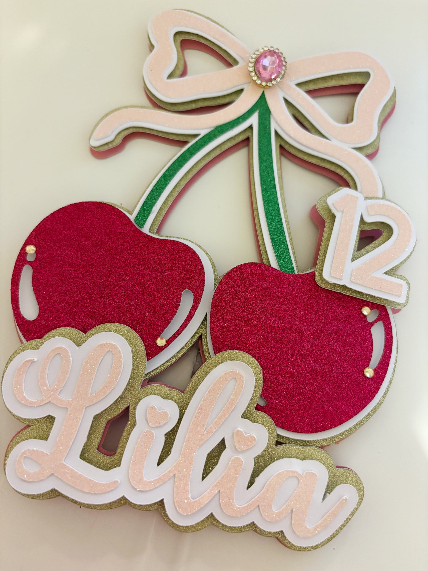 Cherry Coquette Cake Topper | Birthday Party | Personalised