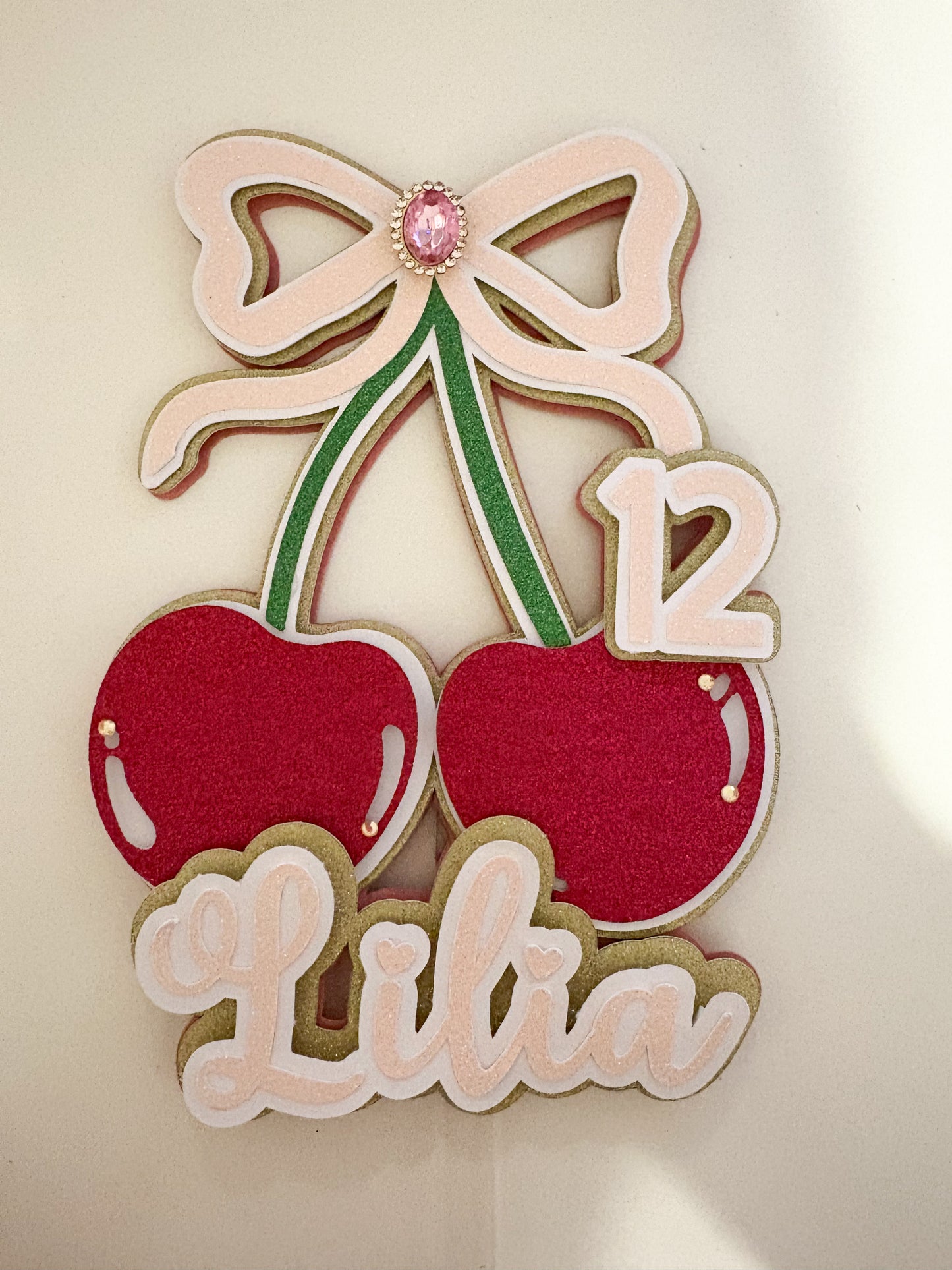 Cherry Coquette Cake Topper | Birthday Party | Personalised