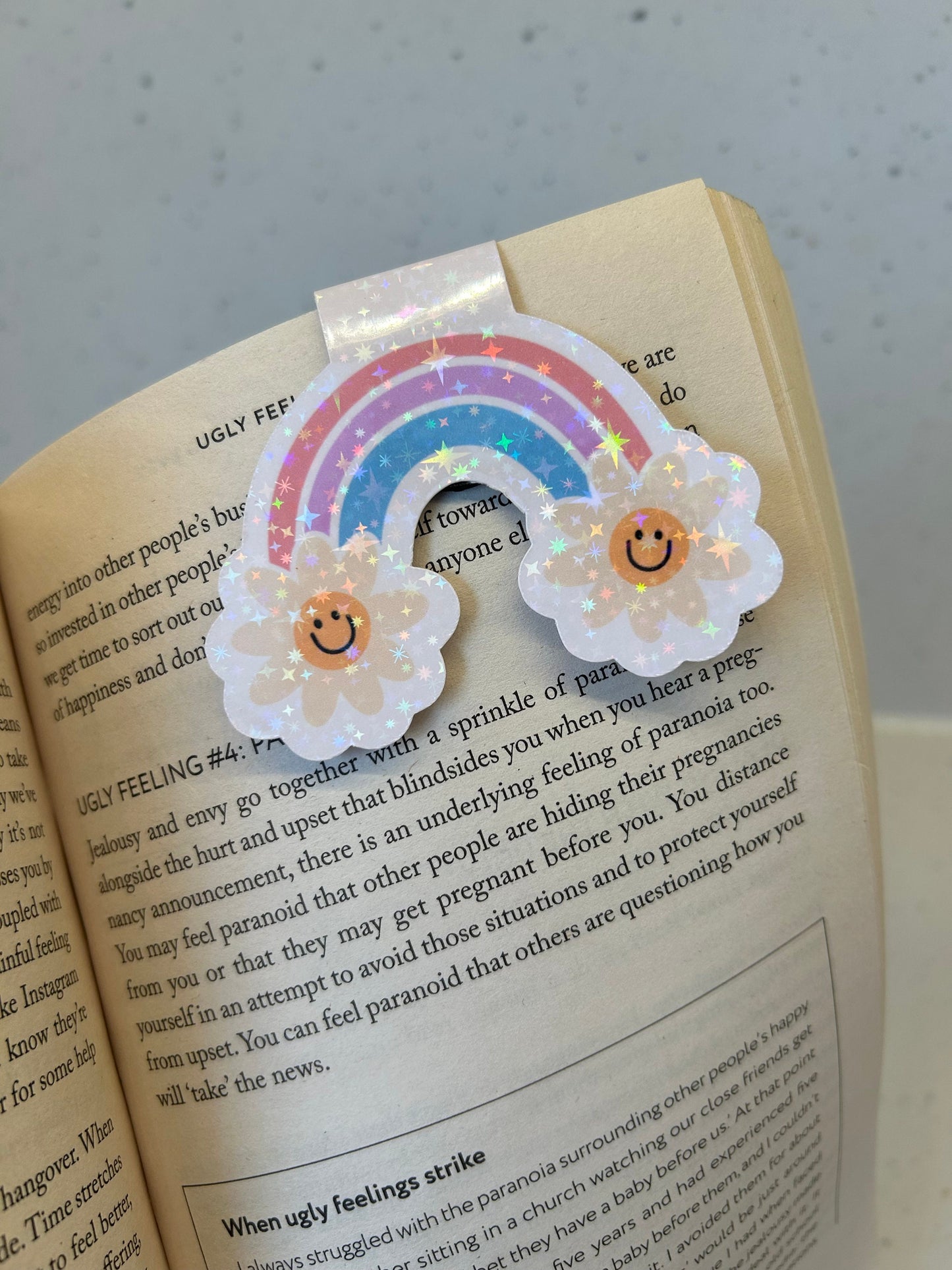 Rainbow Smiley is Booked Magnetic Bookmark