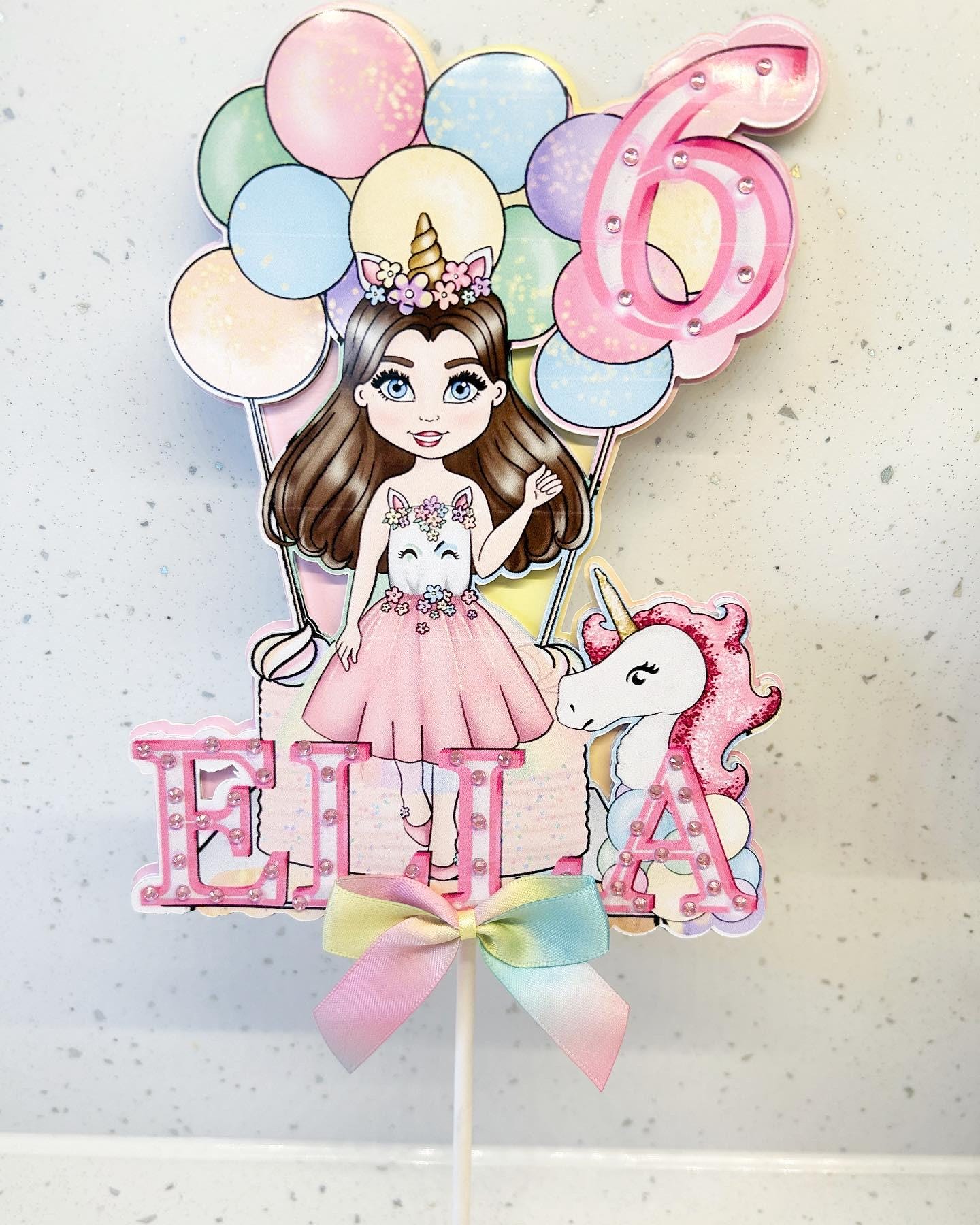 Personalised Cake Topper | Unicorn Princess
