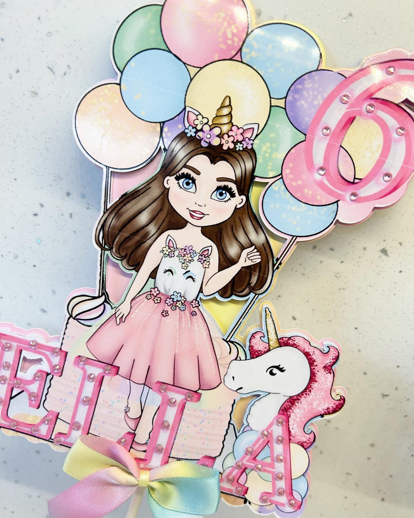 Personalised Cake Topper | Unicorn Princess
