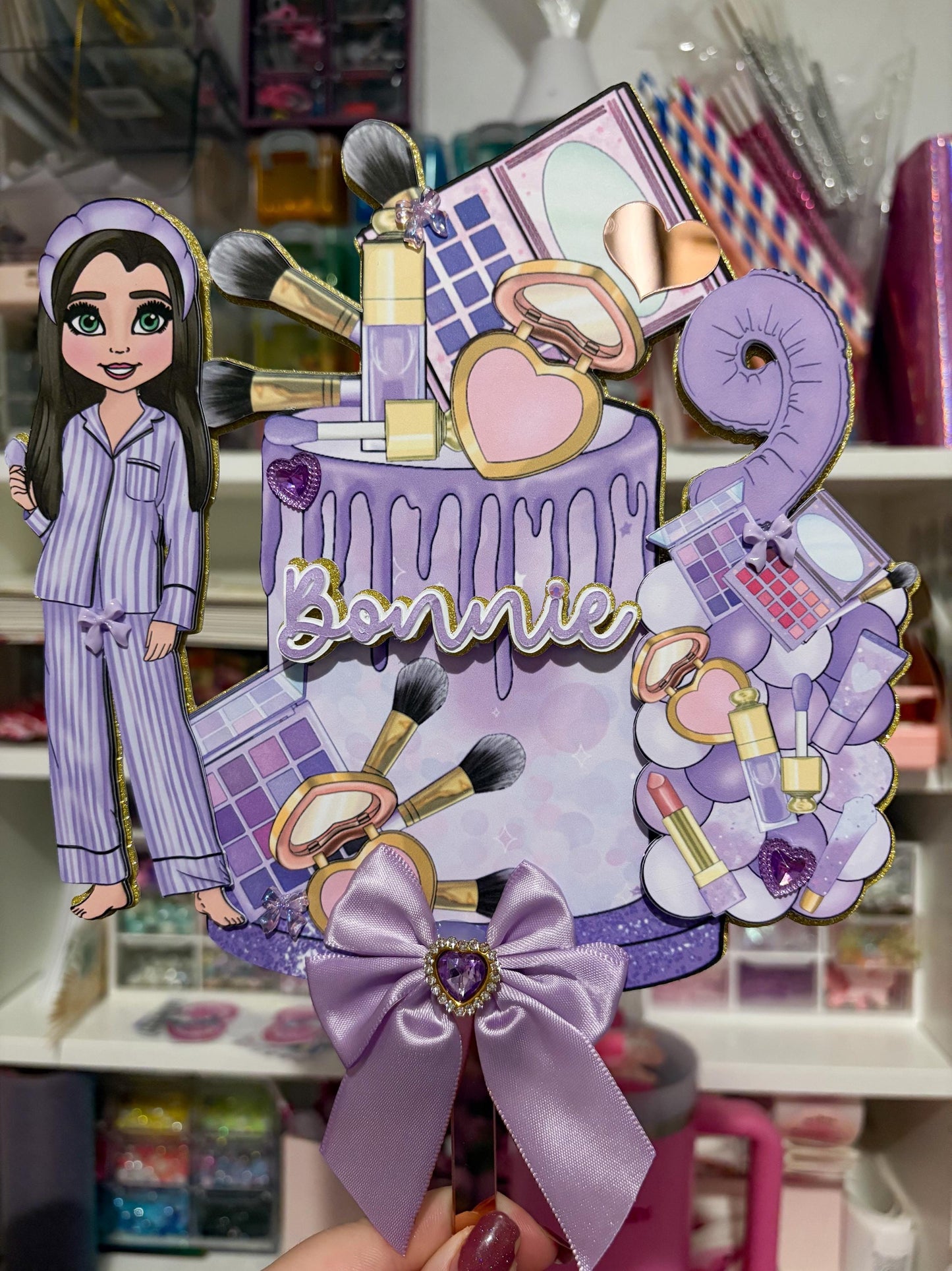 Lilac Makeup Cake Topper | Birthday Party | Personalised