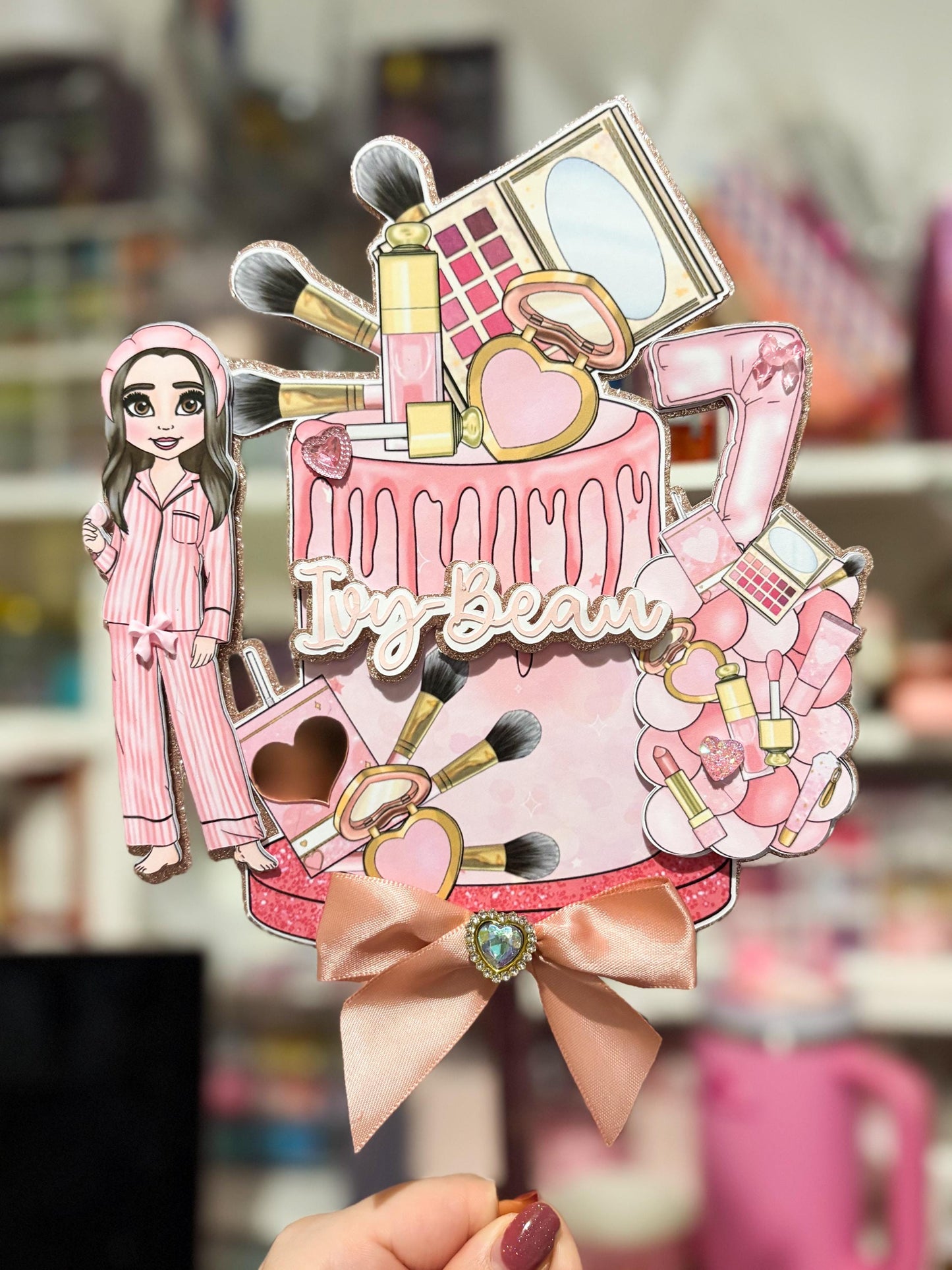 Pink Makeup Cake Topper | Birthday Party | Personalised