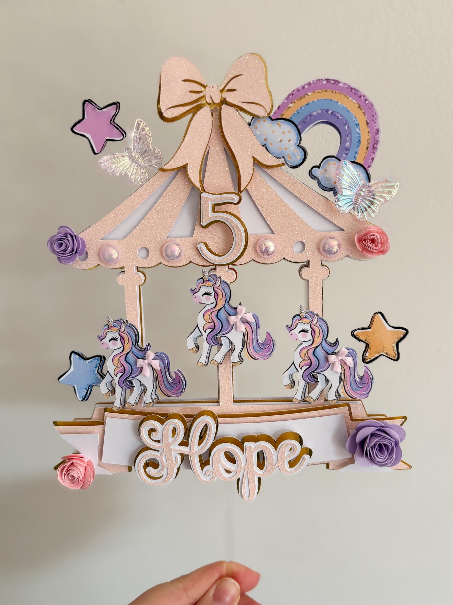 Magical Unicorn Cake Topper | Birthday Party | Personalised | Rainbows