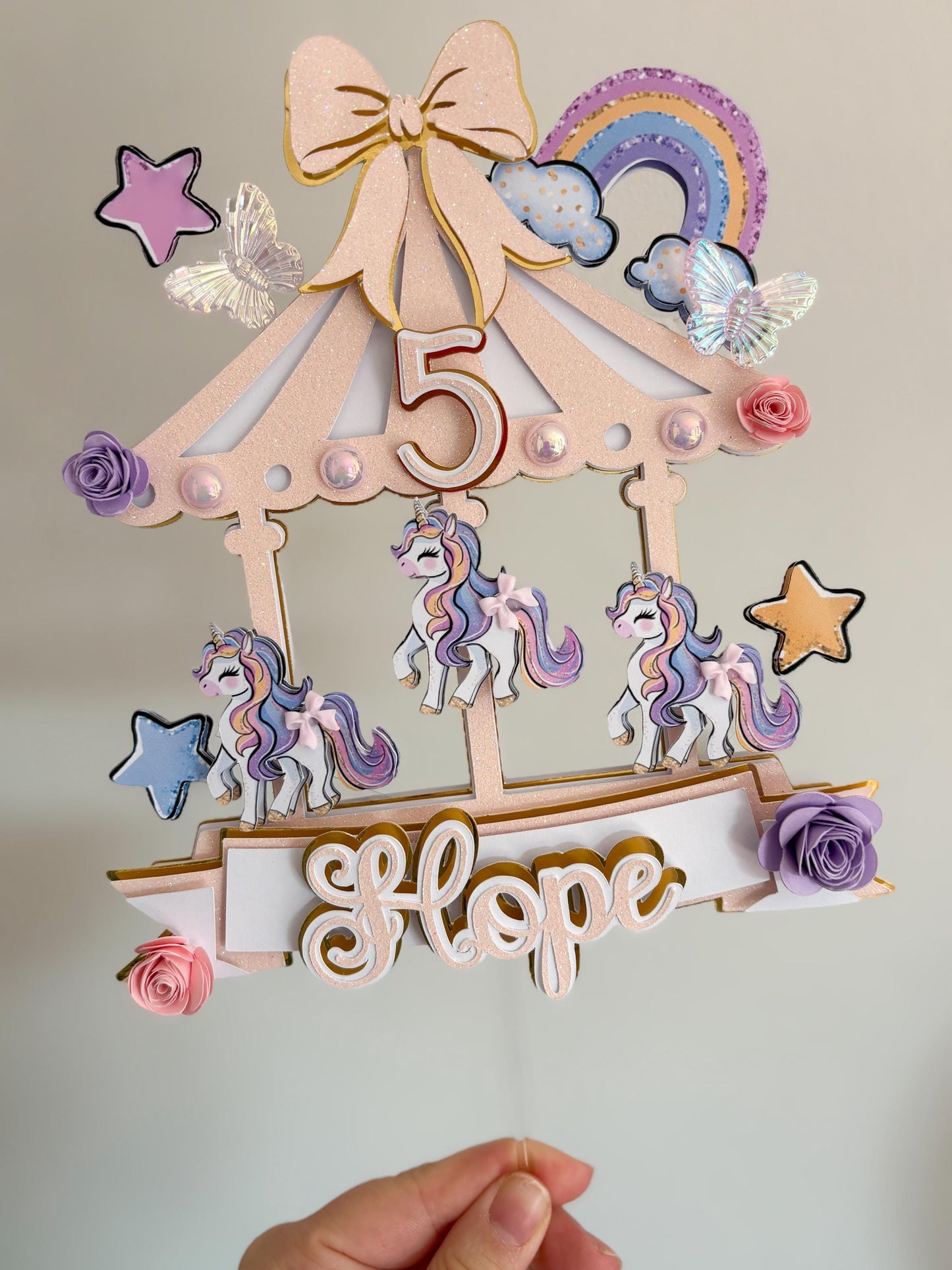 Magical Unicorn Cake Topper | Birthday Party | Personalised | Rainbows