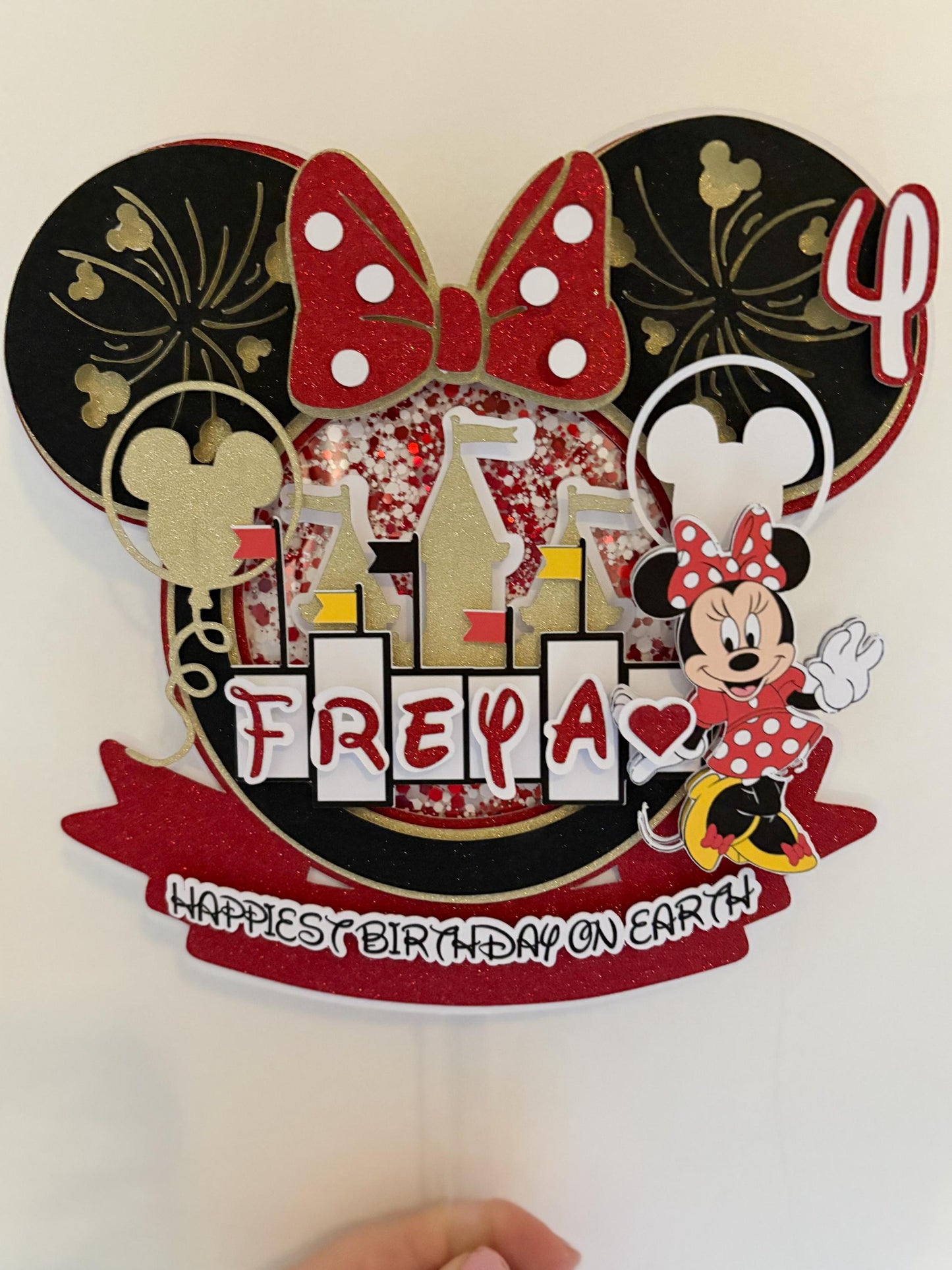 Magical Mouse inspired Cake Topper | Birthday Party | Personalised | Red and Black