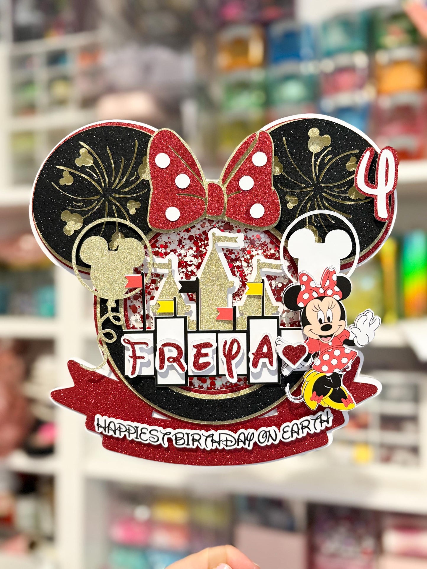 Magical Mouse inspired Cake Topper | Birthday Party | Personalised | Red and Black