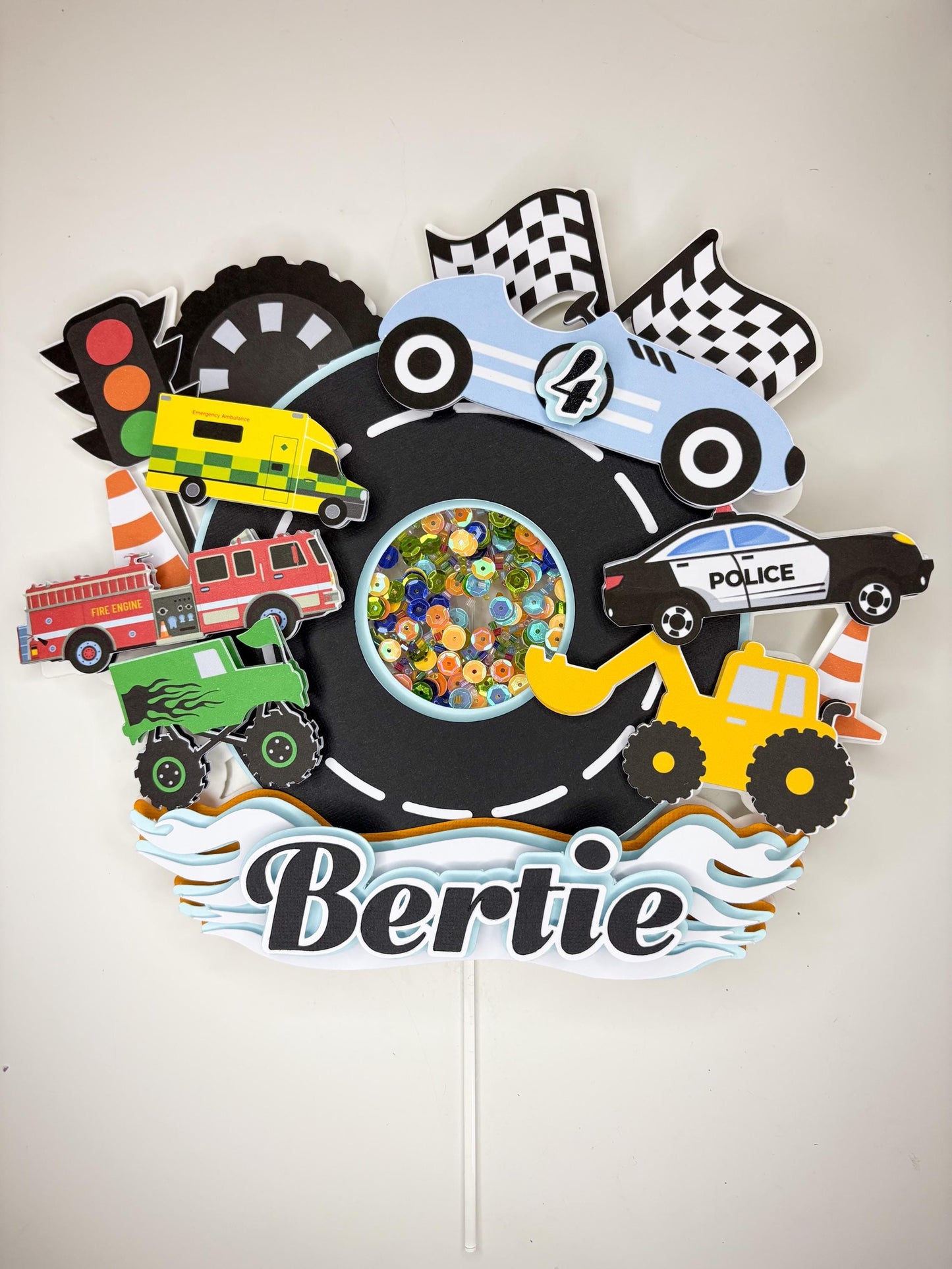 All the Cars Cake Topper | Birthday Party | Personalised | Vehicles | Racing