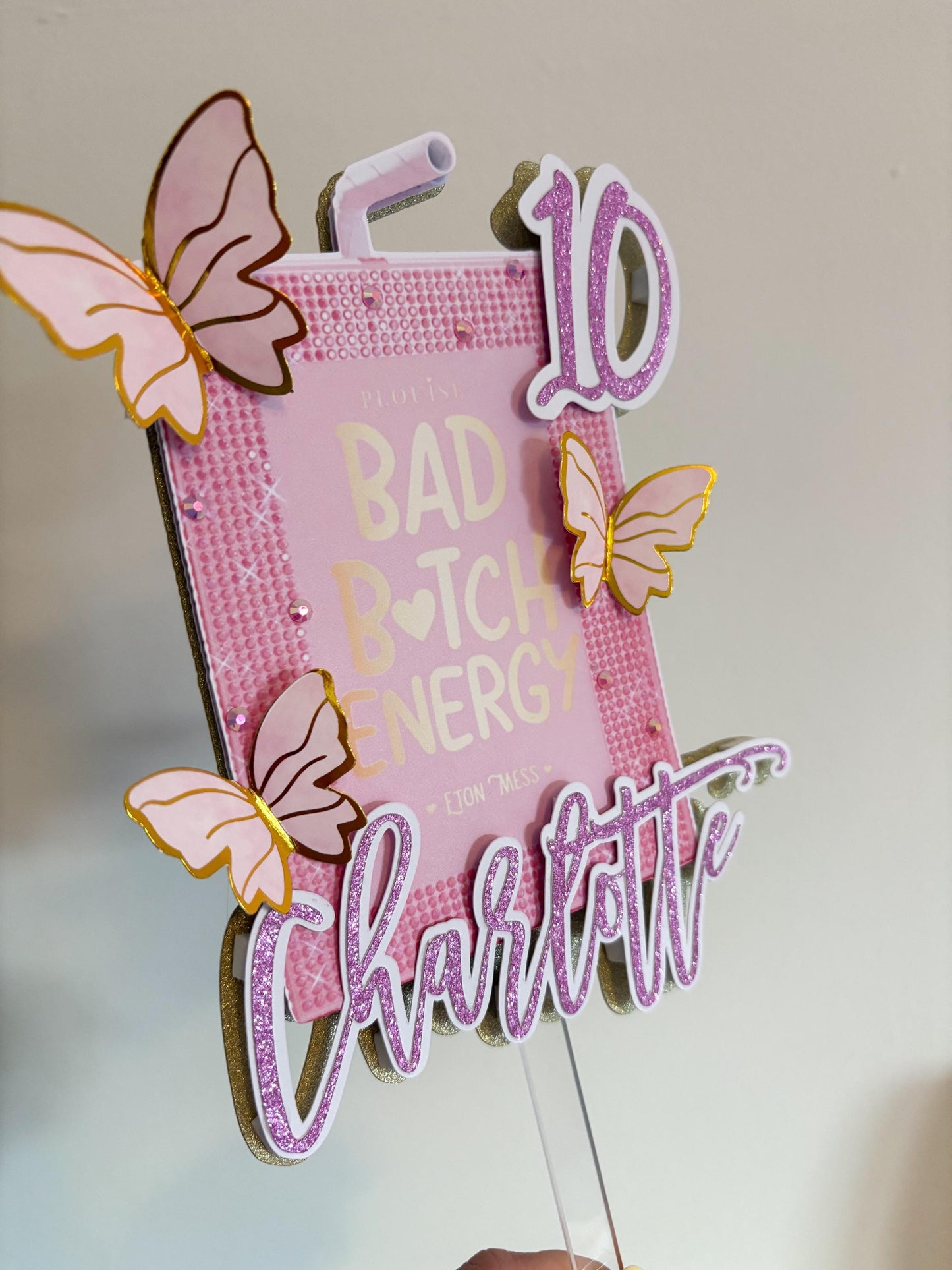 Pink Makeup Cake Topper and matching charm set | Birthday Party | Personalised | Bad B