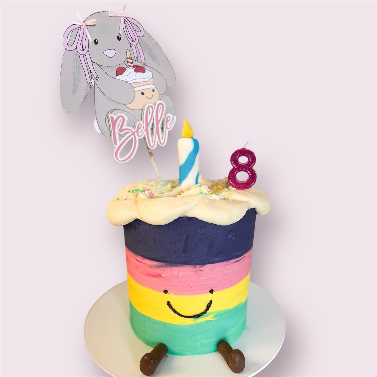 Bunny Cake Topper with matching Cupcake Toppers | Birthday Party | Personalised | Jelly cat