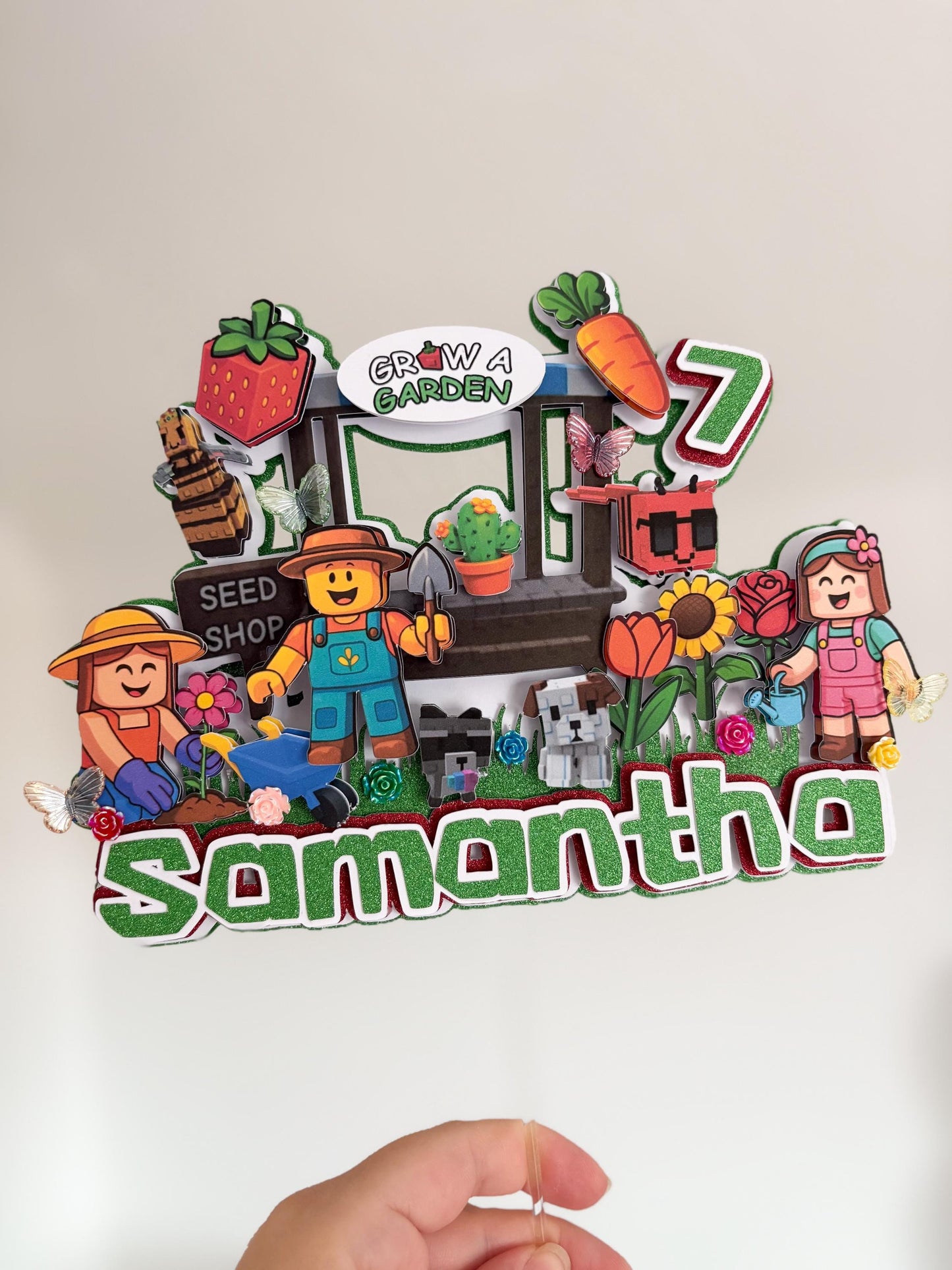 Grow A Garden Cake Topper | Birthday Party | Personalised