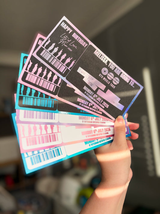 Custom Personalised Foiled Tickets