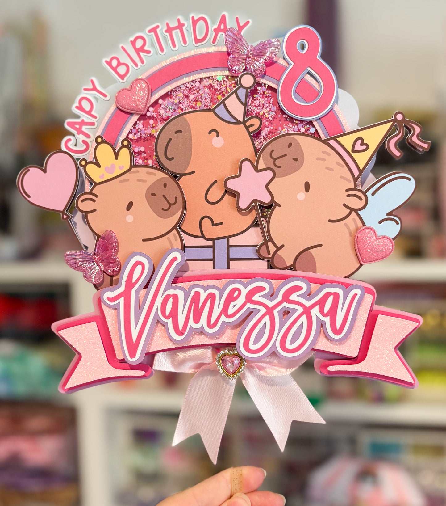 Girly Capybara Cake Topper