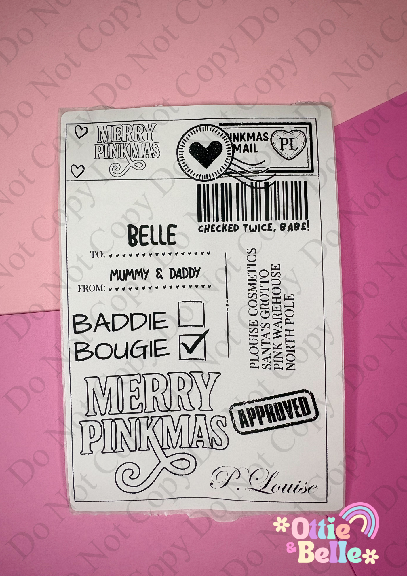 Pinkmas Postage Labels