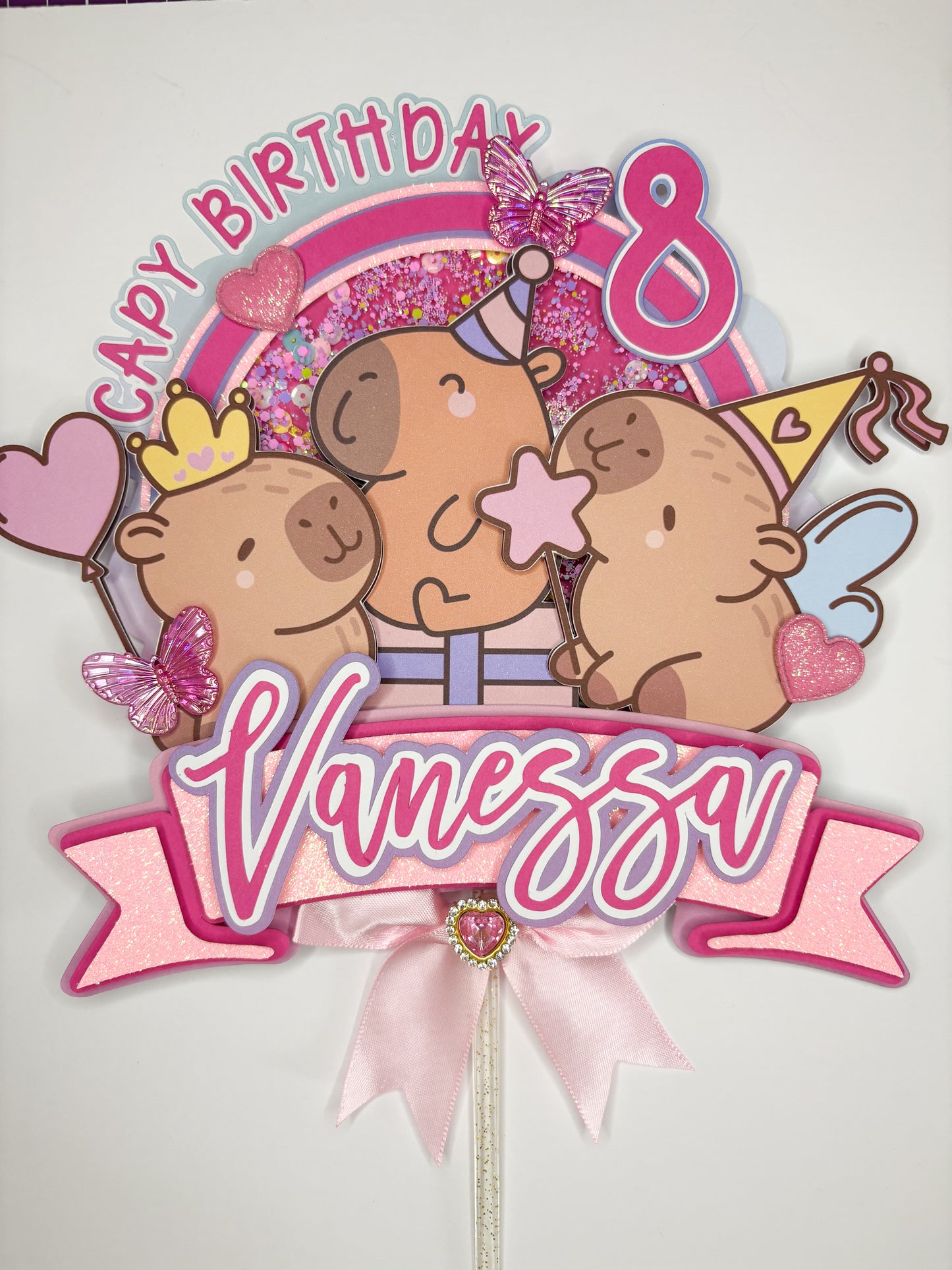 Girly Capybara Cake Topper