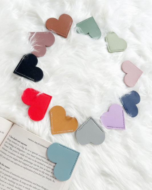 Faux Leather Heart Bookmarks