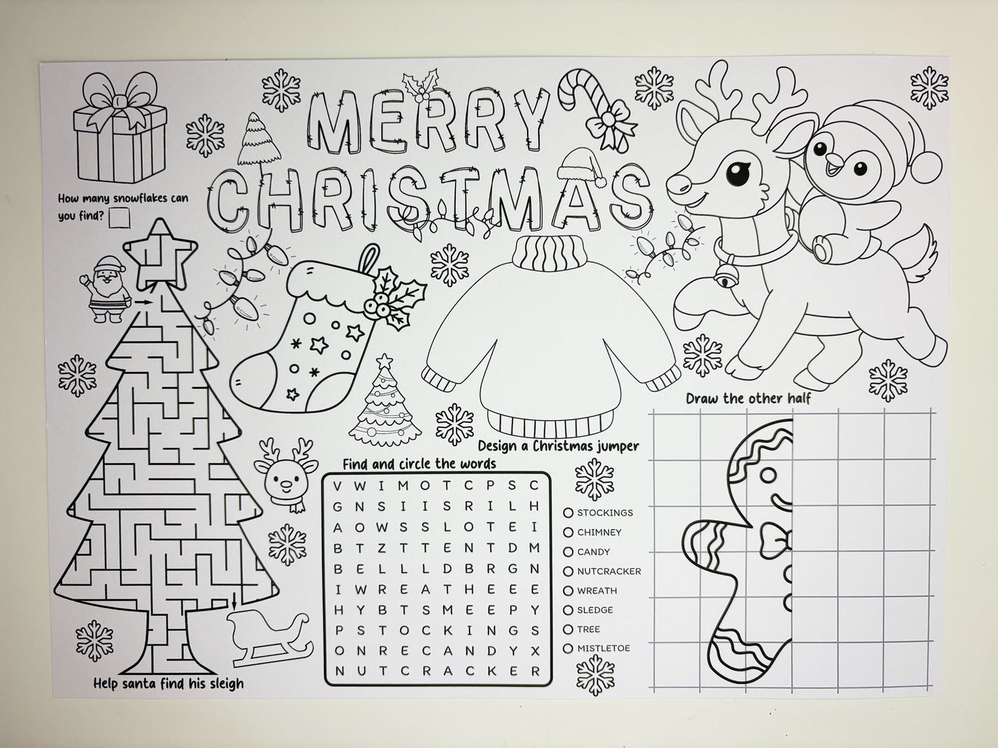 Christmas Activity Colouring Sheet Placemat
