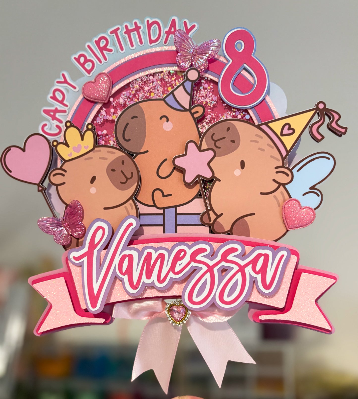 Girly Capybara Cake Topper