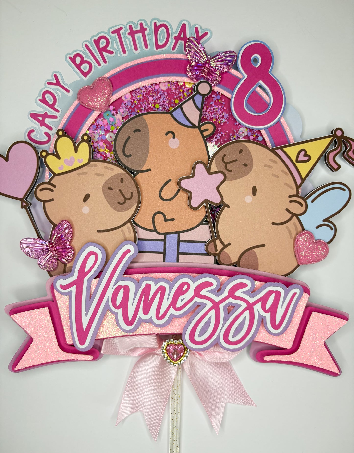 Girly Capybara Cake Topper