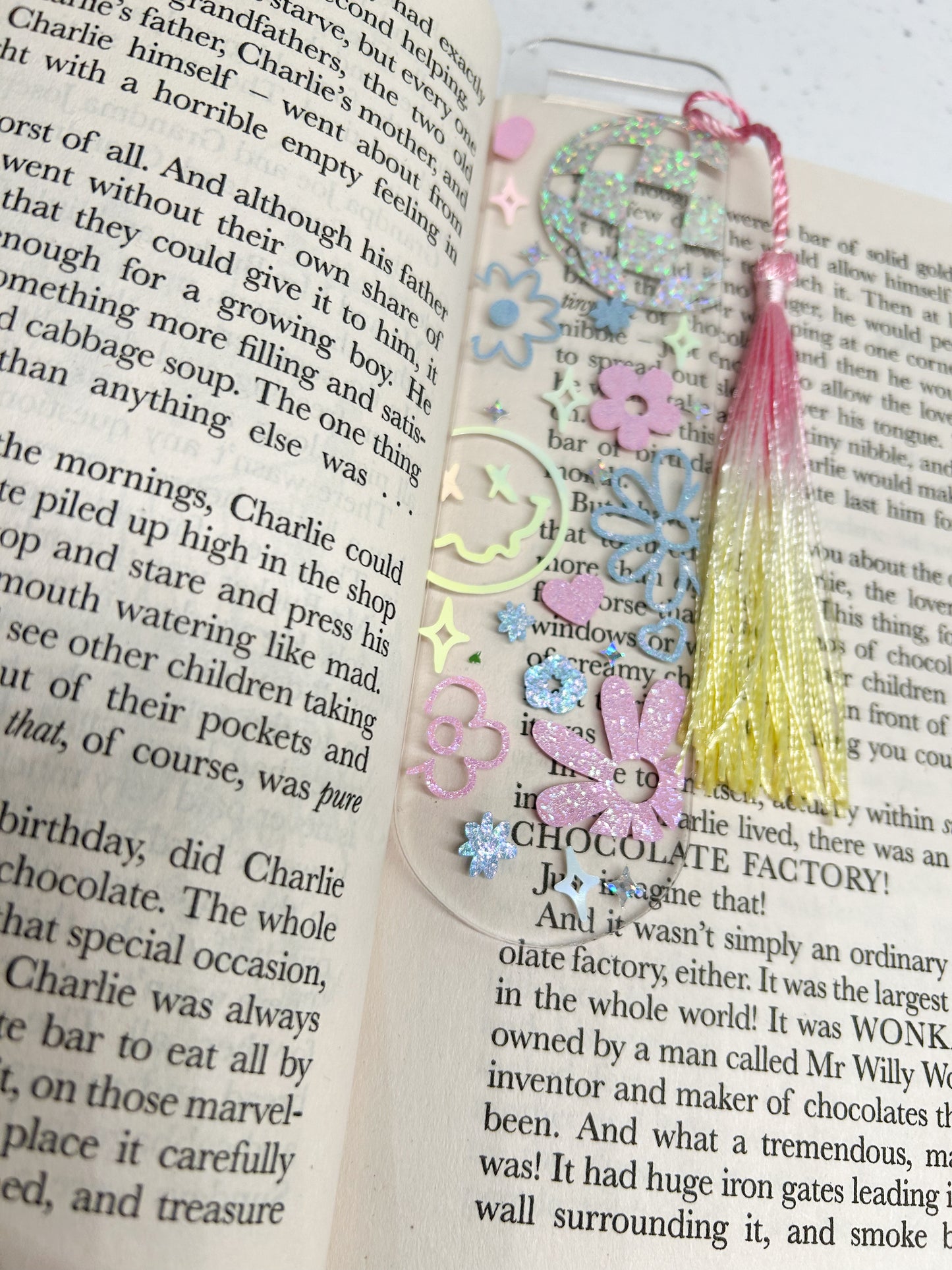 Preppy Smiley Acrylic Bookmark