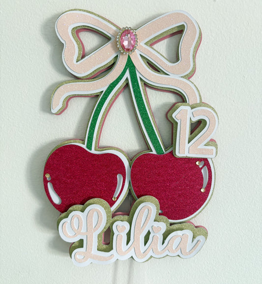 Cherry Coquette Cake Topper | Birthday Party | Personalised