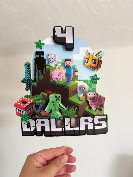 Pixel Gamer Cake Topper | Birthday Party | Personalised