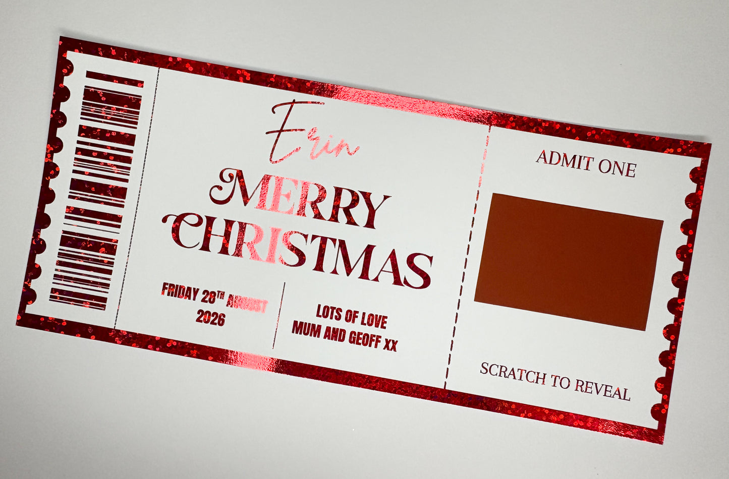 Custom Personalised Foiled Tickets