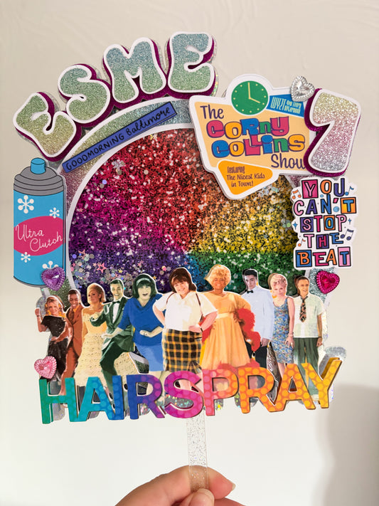 Hairspray Cake Topper | Birthday Party | Personalised | Rainbow