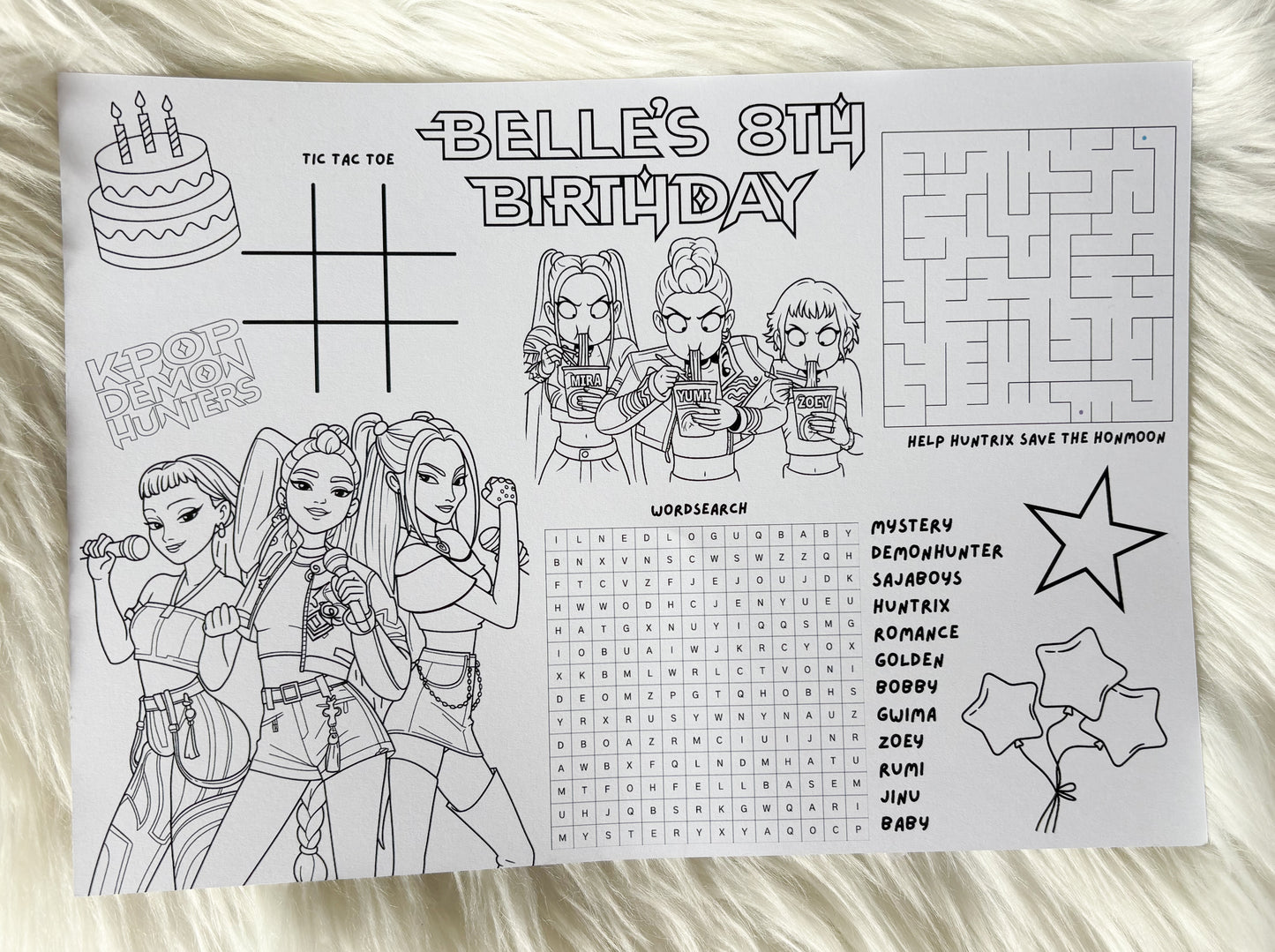 KPDH Birthday Colouring Activity Sheet | Personalised | A4 | Party Favour