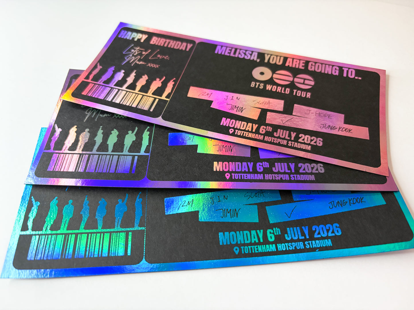 Custom Personalised Foiled Tickets