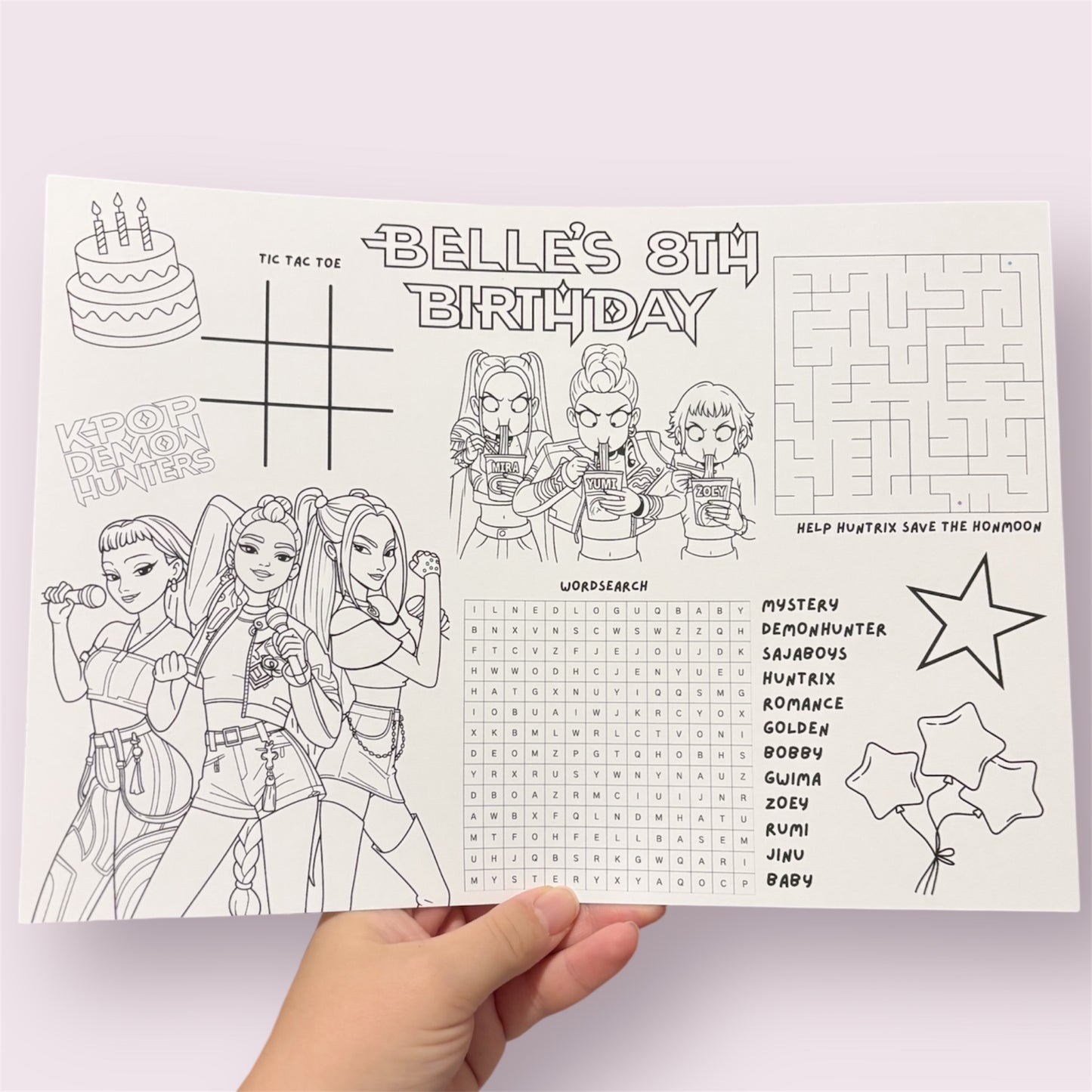 KPDH Birthday Colouring Activity Sheet | Personalised | A4 | Party Favour