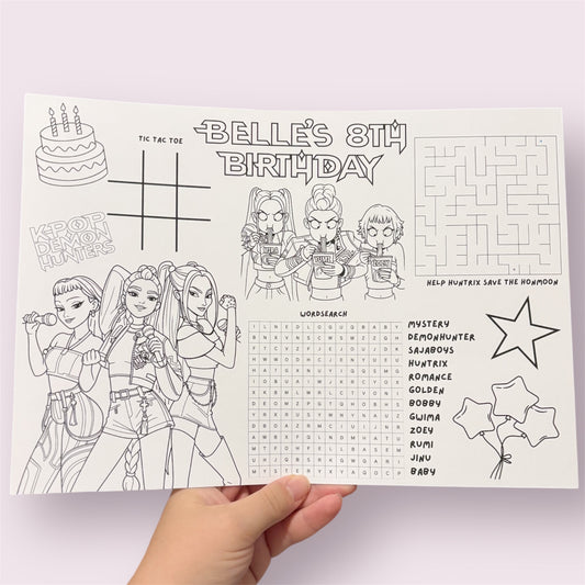 KPDH Birthday Colouring Activity Sheet | Personalised | A4 | Party Favour
