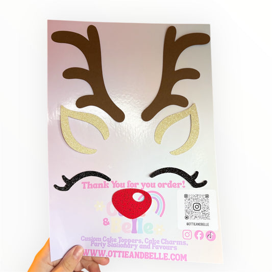 Red Nose Reindeer Cake Topper Set