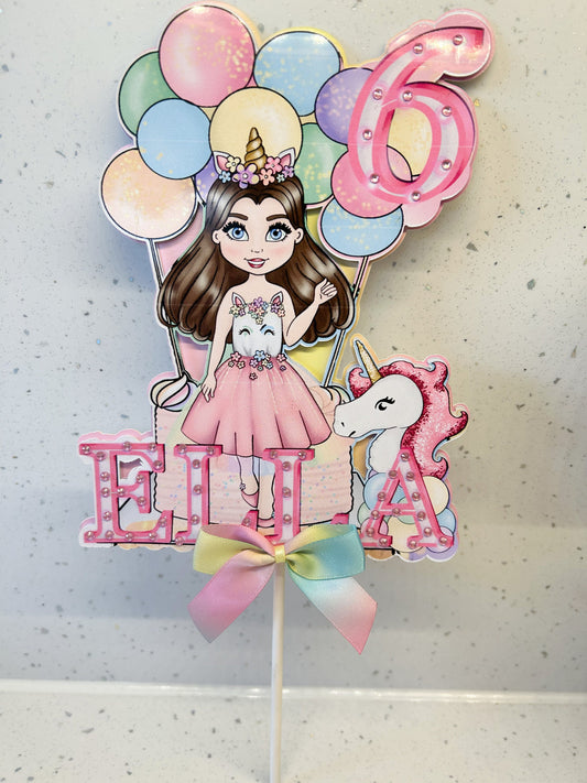 Personalised Cake Topper | Unicorn Princess