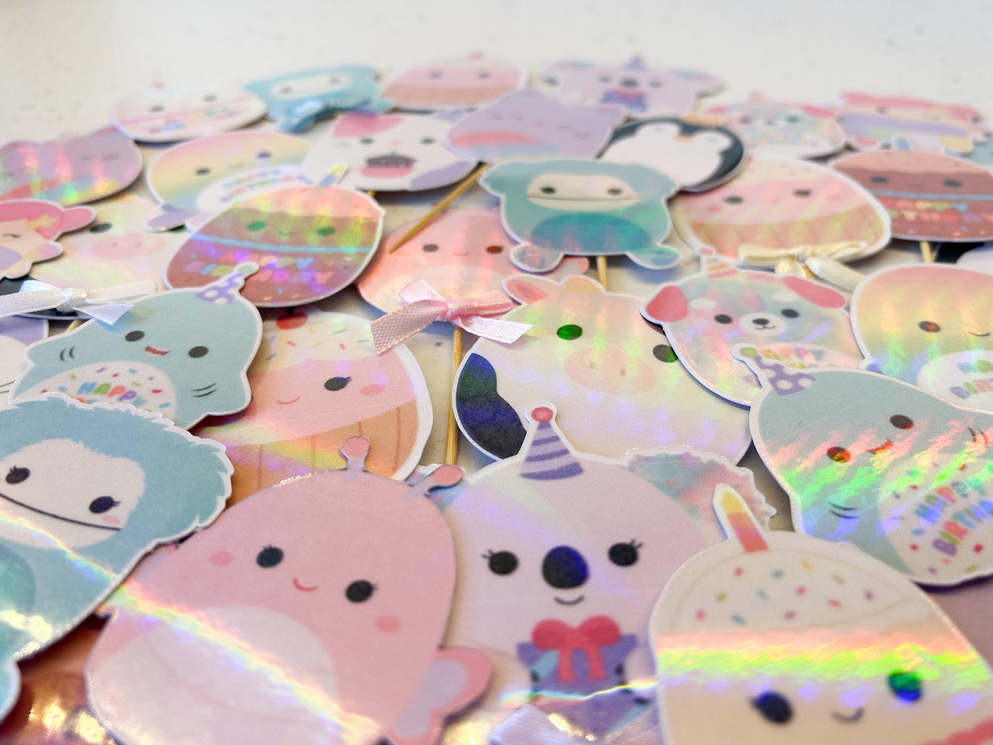 Squishmallow Holographic Cupcake Toppers Birthday