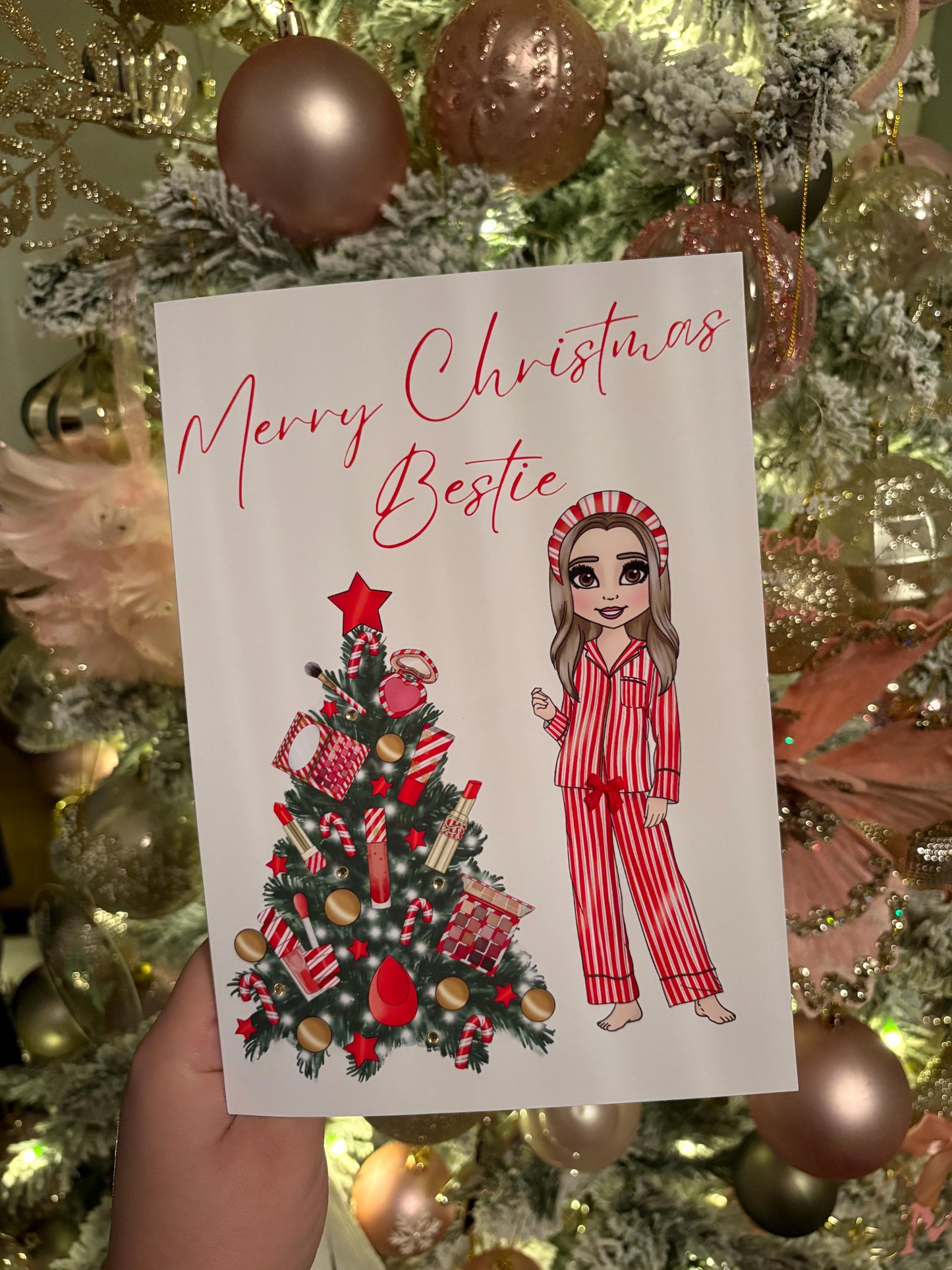 Candy Cane Tree Make up Doll Christmas Card | Personalised |