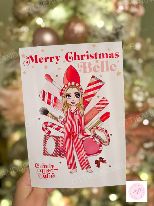 Candy Cane Make up Doll Christmas Card | Personalised |