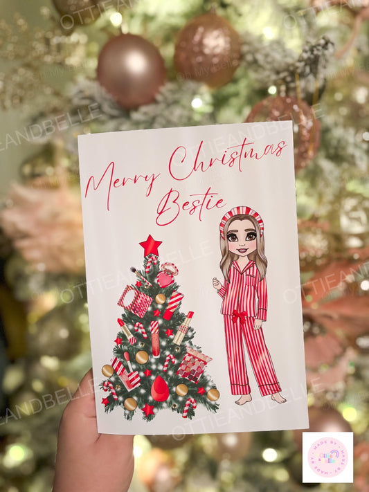 Candy Cane Tree Make up Doll Christmas Card | Personalised |