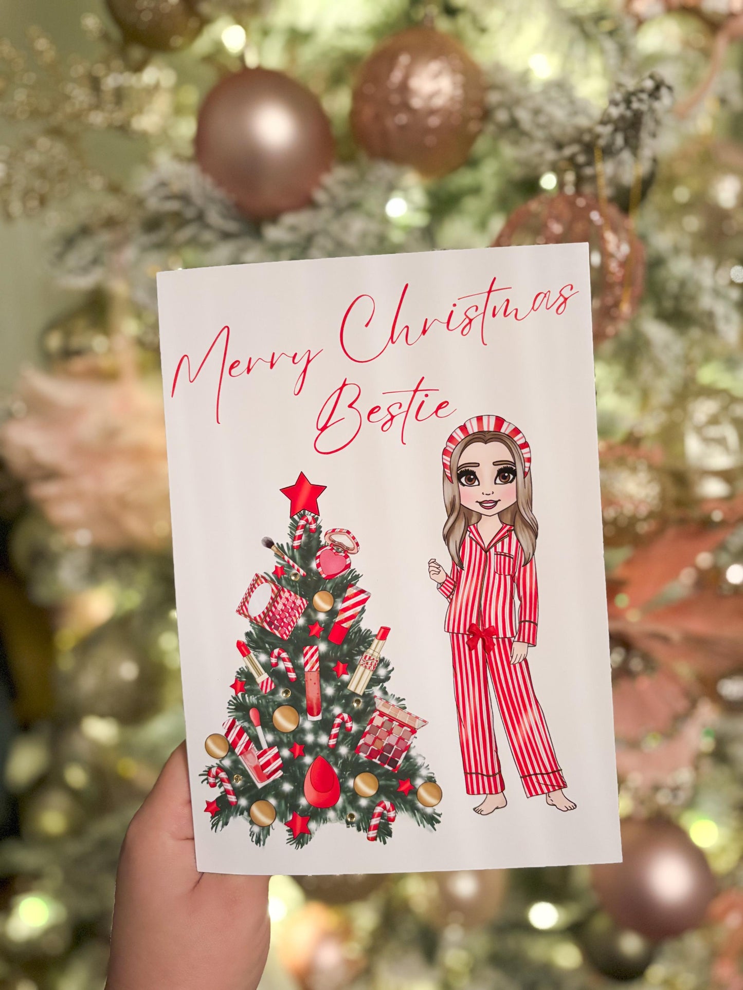 Candy Cane Tree Make up Doll Christmas Card | Personalised |