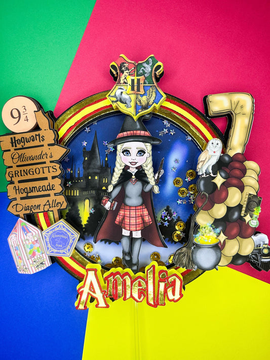 HP inspired Cake Topper | Birthday Party | Personalised | Magical Wizard