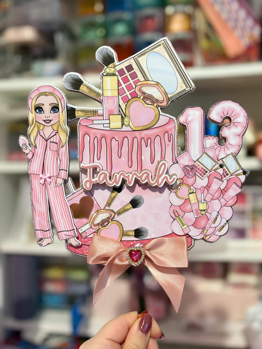 Pink Makeup Cake Topper | Birthday Party | Personalised