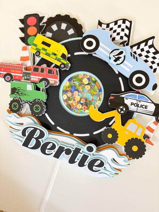 All the Cars Cake Topper | Birthday Party | Personalised | Vehicles | Racing